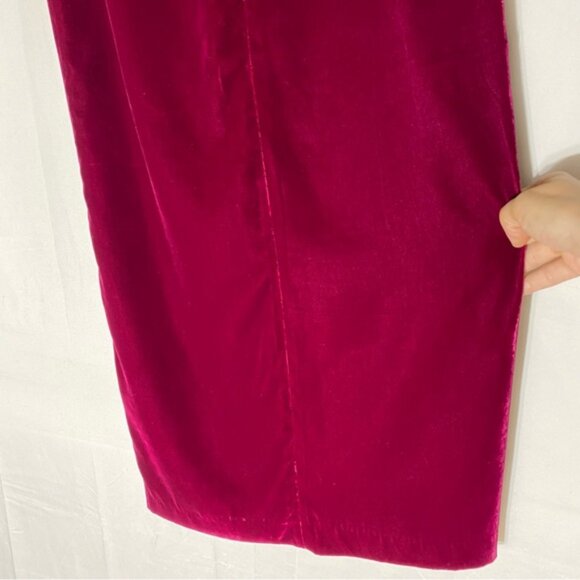 Vintage Dalia Collection Rich Burgundy Velour Pencil Maxi Skirt W Thigh Slit 6 - Picture 12 of 13
